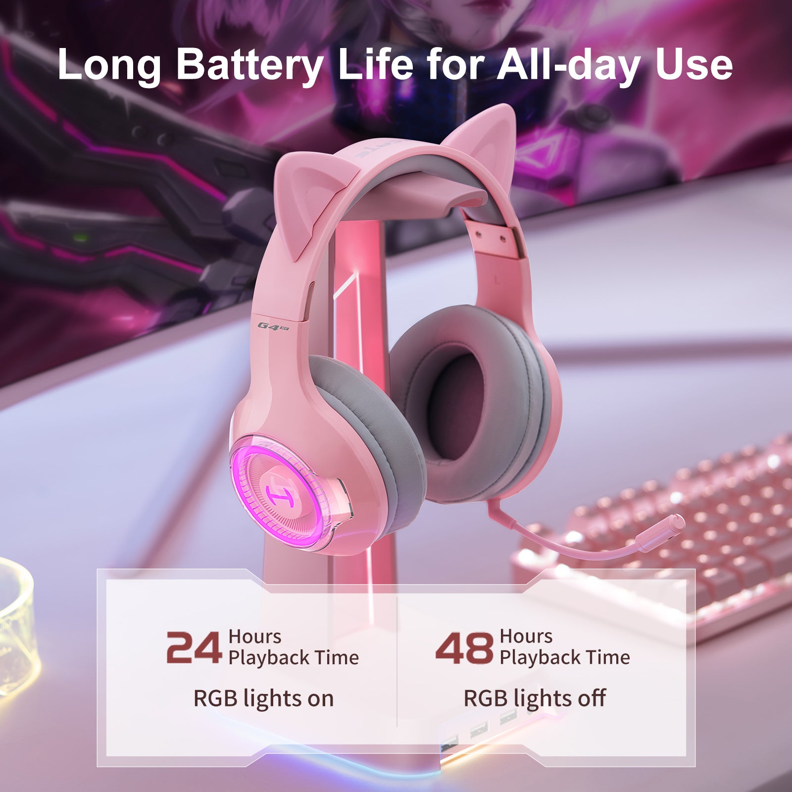 Casque de jeu sans fil à faible latence G4BT