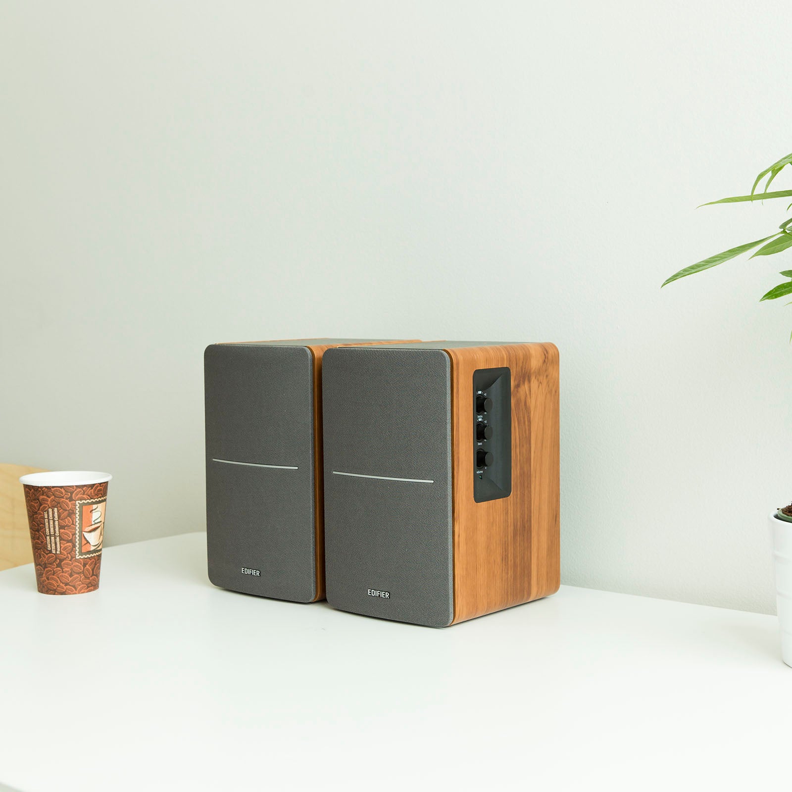 R1280T Powered Bookshelf Speakers with WiiM Mini